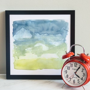 8x8&quot; Cloud Watercolor Painting, Watercolor Clouds Sky Painting - Print of an Original Painting - Minimalist Decor, Watercolor Print