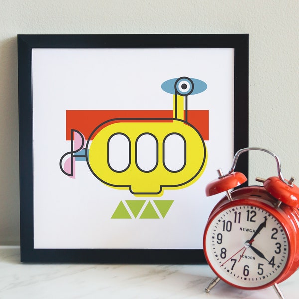 Yellow Submarine Beatles-Inspired Wall Art - Geometric Art Print Poster - Bedroom Wall Decor - Gallery Wall Art - Colorful Modern