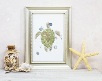 Sea Turtle Watercolor Print: Coastal Beach House Art