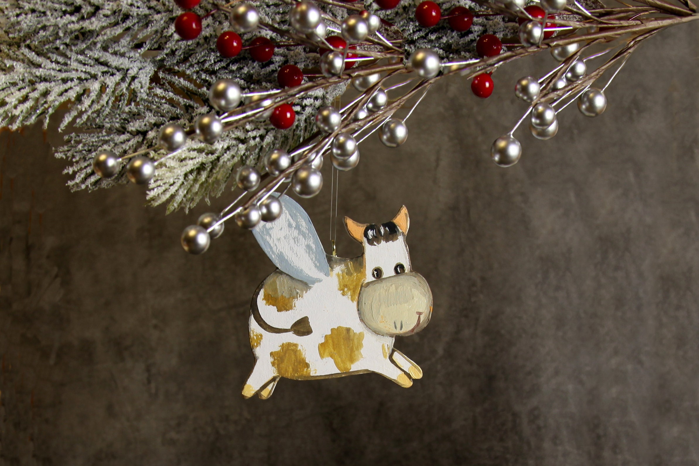 Christmas Tree Handmade Cow with wings Toy/Christmas Etsy
