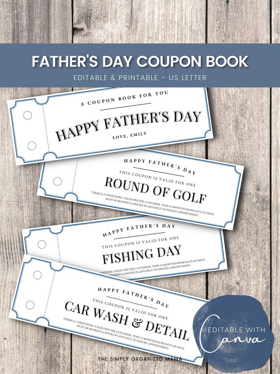 Editable Father's Day Coupon Book Template Printable Dad - Etsy