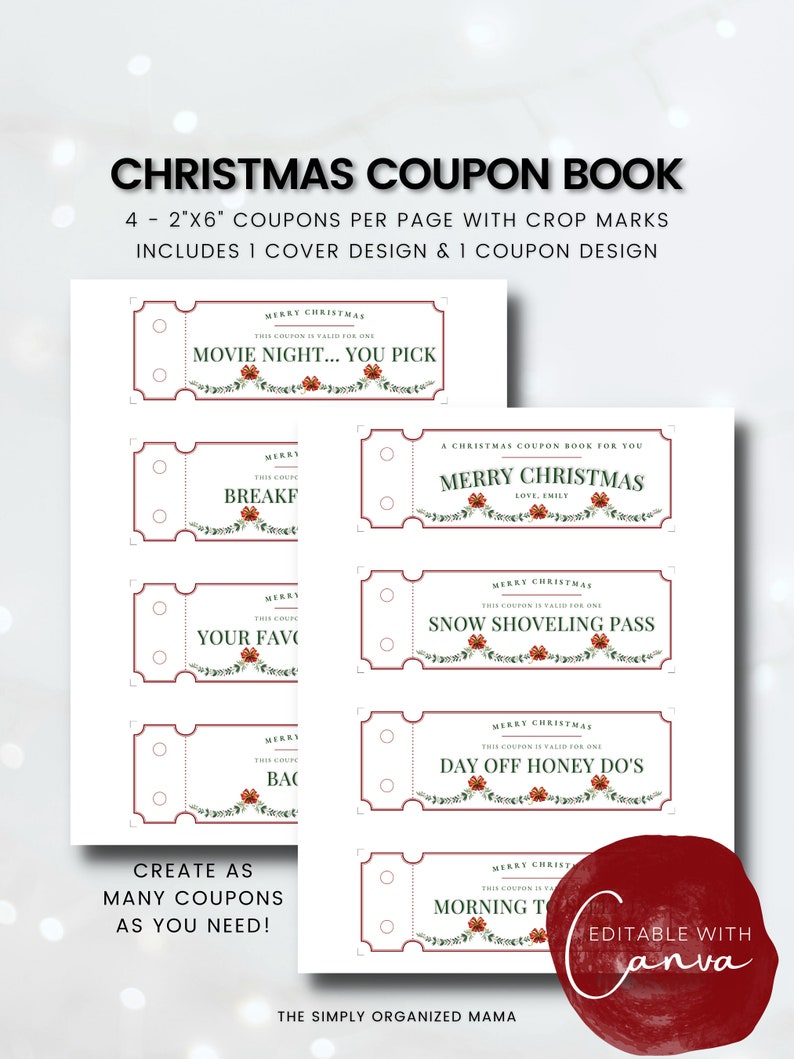 Editable Christmas Coupon Book Template Printable Christmas Etsy
