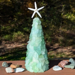 Genuine Sea Glass Tree, 7&quot; Seafoam Christmas Tree, Handmade Seaglass Tree, made to order, Beach House Decor, Holiday Decor