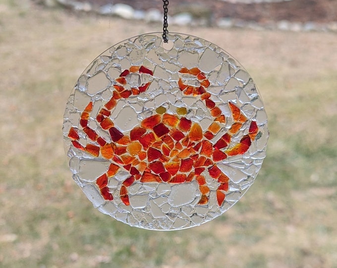 Sea Glass Art Crab Suncatcher, 4