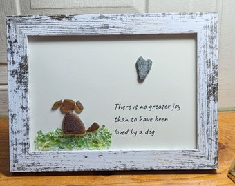 Sea Glass Art, A Dogs Love Quote, Handmade Art, Personalized, Customize, Unique Gift for Dog Lovers & Vet Offices, Pet Bereavement Gift