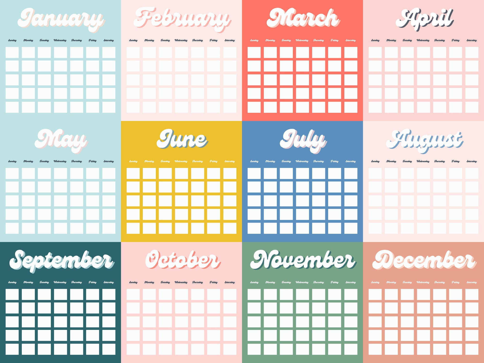 A Trendy Classroom Wall Calendar Etsy