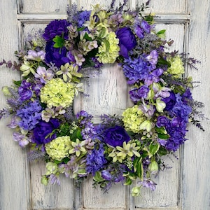 Compact Purple and Lavender Floral Wreath for Spring and Summer