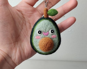 Andy Avocado Needlefelt Keychain Figure by Kai Crafts