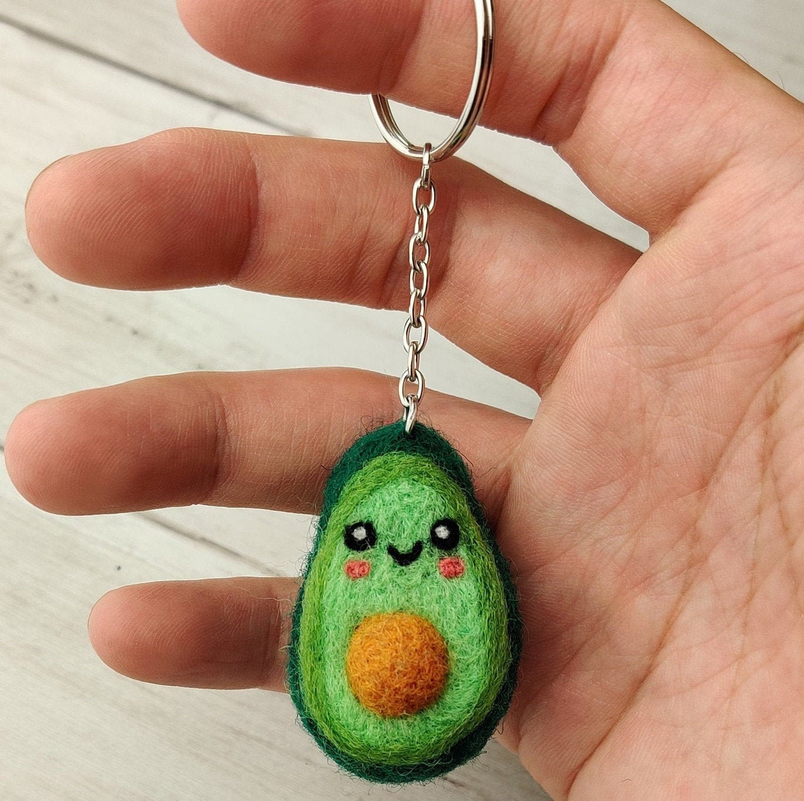 Adorable Avocado Needle Felt Keychain 100 Handcrafted 3D Etsy