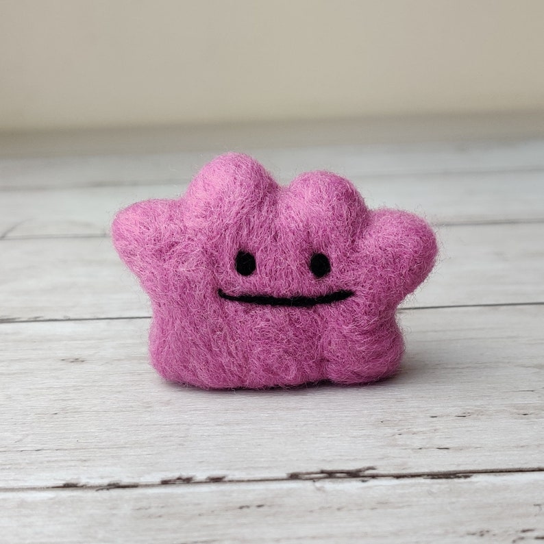 Ditto Wool Sculpture 100 Handcrafted Pokemon Needle Felt Mad