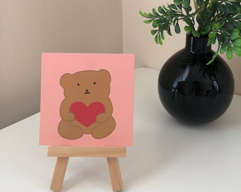 Beary Good Series/Bear with Heart/ Valentines/ Cute Bear Print/ Birthday/ Celebration/Bear/Kawaii/Print/Postcard