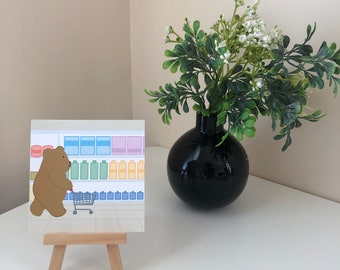 Beary Good Series/ Shopping Bear/ Cute Bear Print/ Birthday/ Celebration/Bear/Kawaii/Print/Postcard