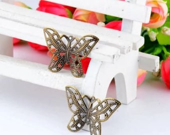 Set of 5 bronze metal butterflies for manual creation