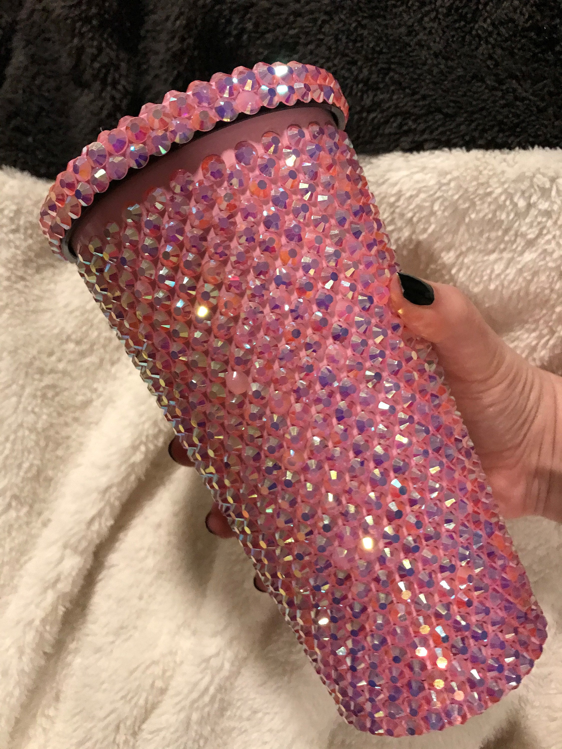 Pink Rhinestone Decorated Bling Cup, 500ml, With Straw Etsy UK