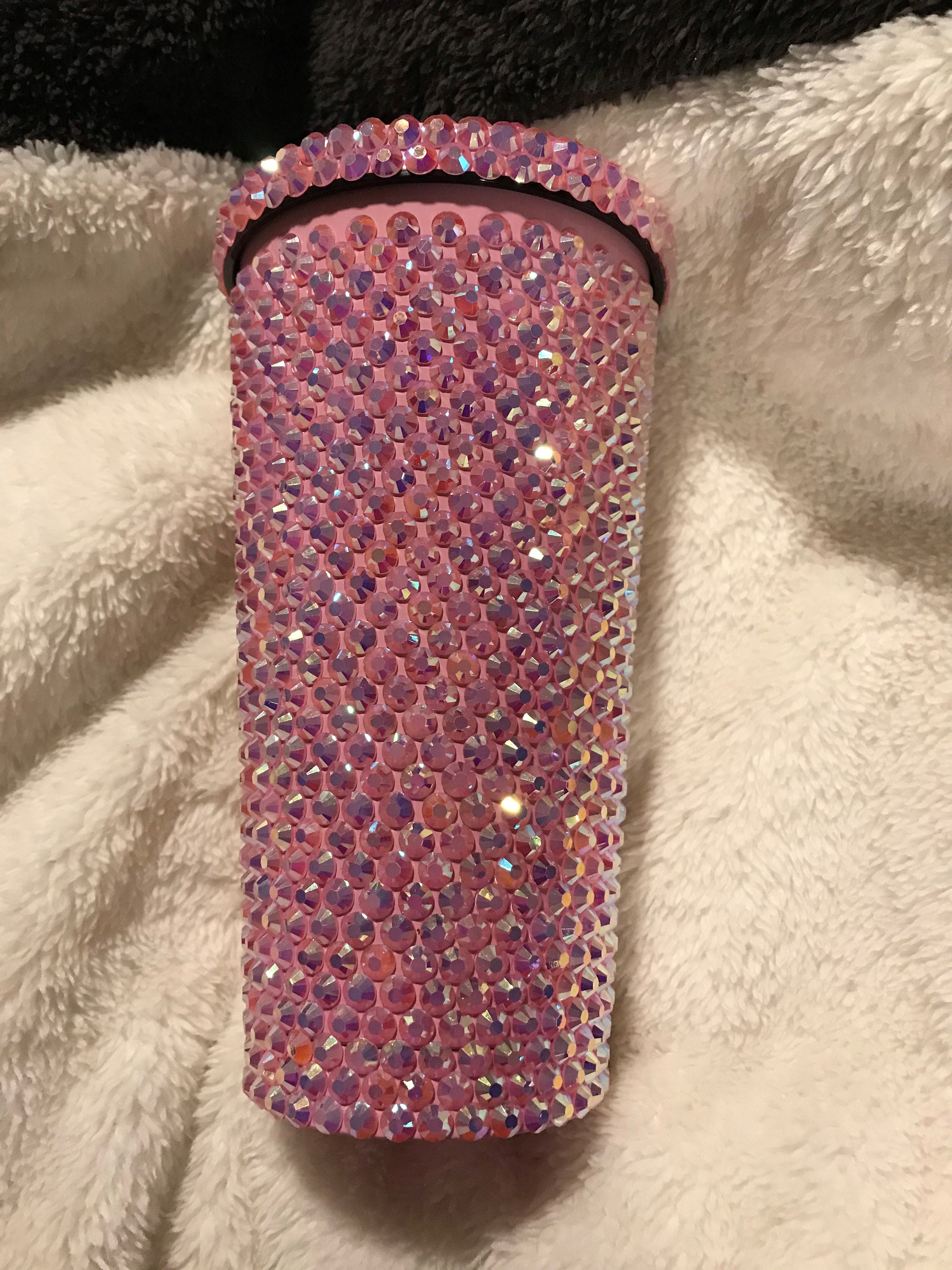 Pink Rhinestone Decorated Bling Cup, 500ml, With Straw Etsy UK