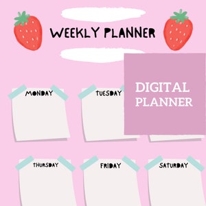 Digital kawaii printable weekly planner | Instant download | Cute planner