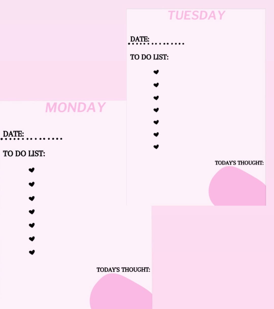 Digital Cute Pink Weekly Planner Instant Download - Etsy