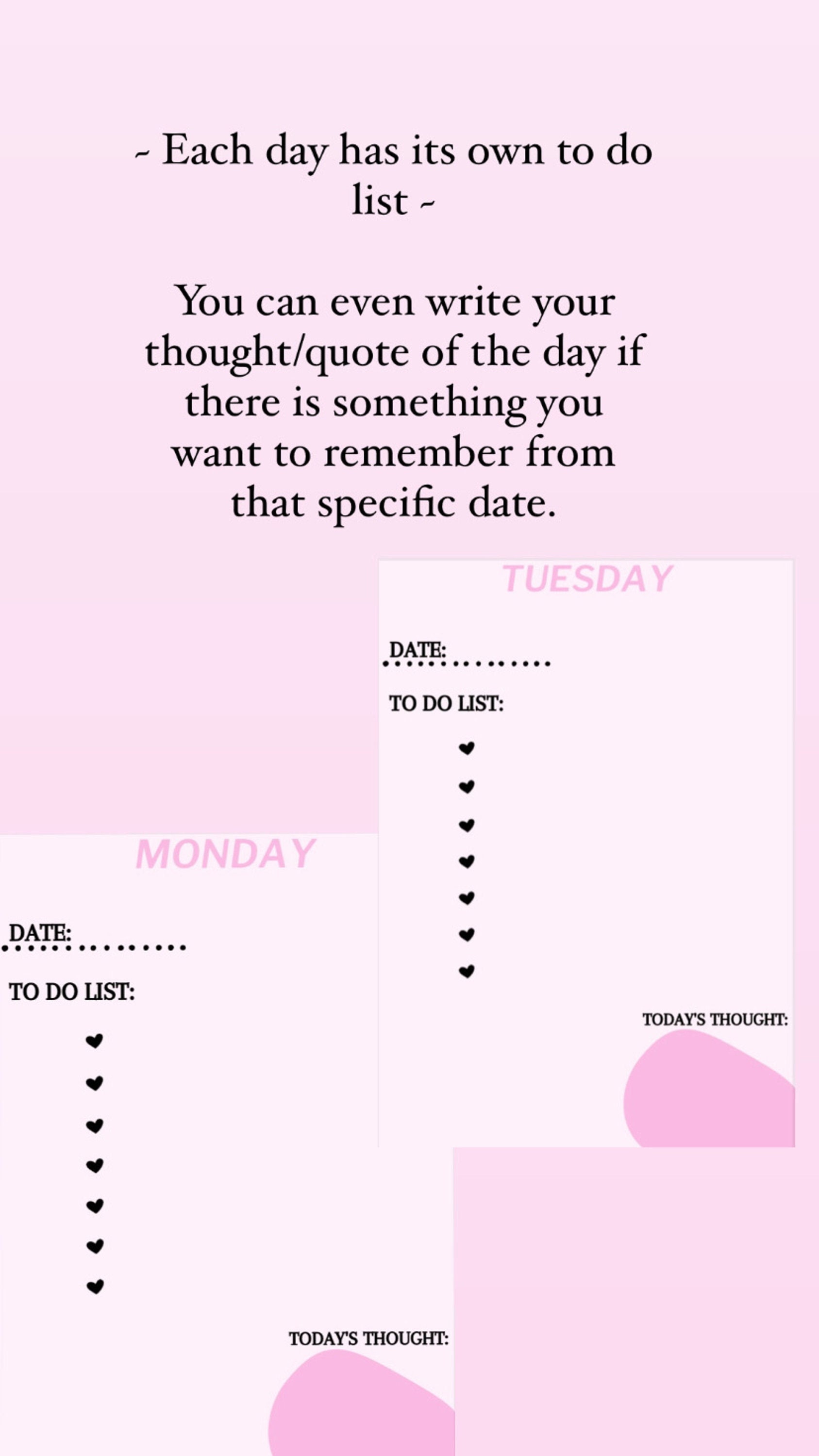 Digital Cute Pink Weekly Planner Instant Download - Etsy