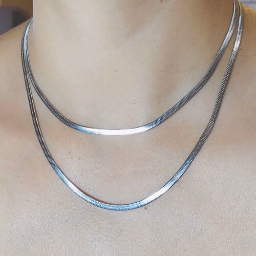 3mm Flexible Herringbone Chain Necklace 14K Rose Gold Clad Etsy