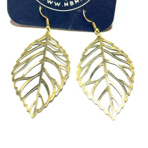 Bronze teardrop leaf dangle earrings