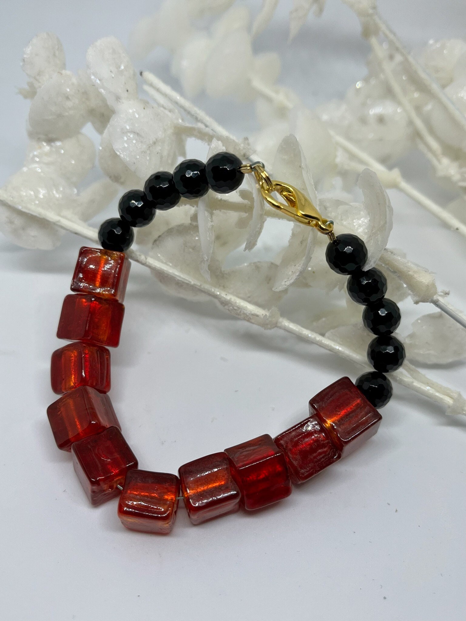 Red Glass Beaded Bracelet