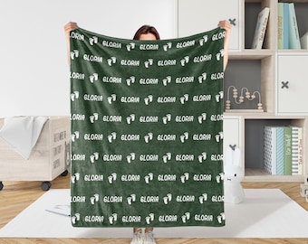 Couverture personnalisée avec nom et icône, couverture en peluche Minky avec prénom pour bébé enfants adultes amis demoiselles d'honneur animaux de compagnie, couverture pour nouveau-né