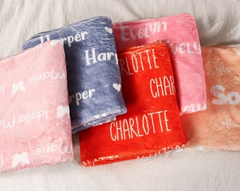 Personalized Baby Adults Dog Cat Blanket With Name and Icon,Plush Minky Name Blanket,Blanket for Newborn,30" x 40" Blanket,Monogram Blanket