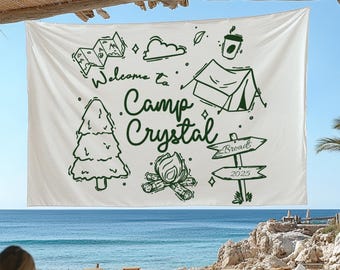 Personalised Camp Bach Banner, Camp Bachelorette Decor, Camp Bach Sign, Lake Bach Camp Birthday Party Welcome Sign, Camping Bachelorette
