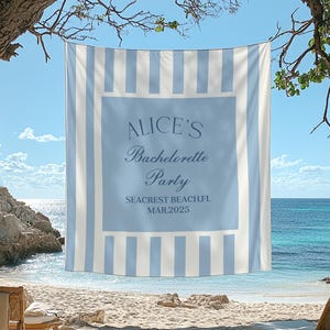 Tapisserie côtière de célibataire, bannière de plage personnalisée de Bach, décoration de fête côtière, bannière toast sur la côte, cadeaux personnalisés