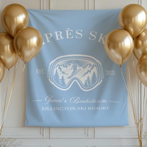 Banner personalizado para despedida de soltera après ski, decoración para despedida de soltera esquiando, fondo para despedida de soltera de invierno, letrero para despedida de soltera après ski, recuerdos de fiesta