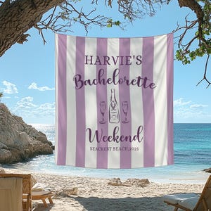 Custom Bachelorette Weekend Tapestry, Beach Bach Party Banner, Coastal Bachelorette Decor, Bachelorette Background Photo, Custom Party Favor