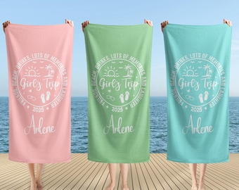Personalized Girls Trip 2025 Beach Towel, Beach Party Bath Towel, Girls Beach Trip Matching Gift, Girls Weekend Gift, Travel Gifts For Her