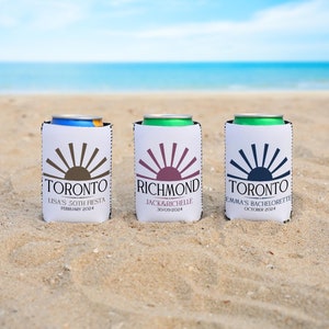 Custom Can Cooler with Sun Design,Custom Can Coolers for Beach Vacation,Birthday Trip Favors,Gifts for Girls Party,Party Decor Drink Sleeves