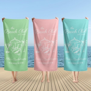Custom Bach Club Beach Towel, Beach Bachelorette Towel, Beach Club Bridemaid Bath Towel, Bachelorette Party Favors, Bridal Shower Gifts