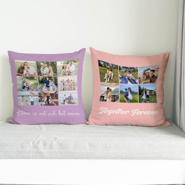 Custom Photo Collage Pillow Cover,Personalized Photo Pillow From Pet Mom Dad Her,Personalized Pillow Cover with Pictures,Housewarming Gift