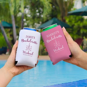 Bachelorette Weekend Can Cooler, Custom Beach Bach Can Coolers, Coastal Bachelorette Party Favors, Girls Weekend Drink Holder, Drink Sleeves