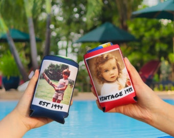 Personalized Insulated Can Cooler, Funny Birthday Favors, 30th 40th 50th Birthday Slim Can, Photo Can Cooler, Drink Sleeves for a Fiesta