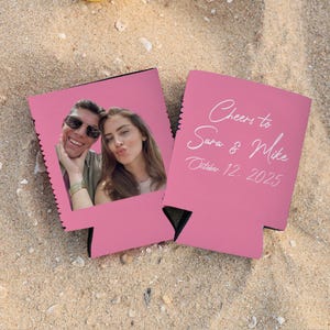 Personalisierte Foto & Text Hochzeit Dosenkühler, Stubby Halter, Getränke Isolatoren, Bier Hugger, Party Decor Drink Sleeves Hochzeit Gunst