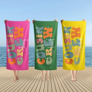Custom Cousin Crew Beach Towel, Name Pool Towel For Kids/Adult, Matching Cousin Trip Gift, Family Reunion Beach Towel, Vacation Towel Gift