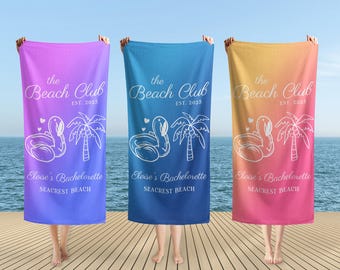 Personlig strandhandduk för möhippa, badhandduk för strandklubbsbrud, brudtärna, personliga möhippagåvor, Bach Club-present till möhippa