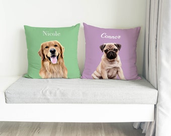 Personalized Cat/Dog Photo Pillow Cover,Custom Picture Pillow From Pet Mom Dad Her,Personalized Pillow Cover with Pictures,Birthday Gift