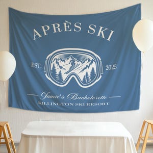 Banner para despedida de soltera après ski, tapices personalizados para après ski, decoración para despedida de soltera esquiando, telón de fondo para despedida de soltera en invierno, letrero para après ski