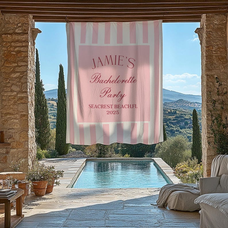 Tapisserie côtière personnalisée pour célibataires, bannière Beach Bach, décoration de fête côtière, bannière toast sur la côte, cadeaux personnalisés image 9