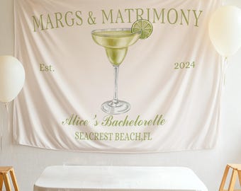 Margs & Matrimony Party Banner, Personalised Final Fiesta Bachelorette Party Backdrop for Photo,   Bachelorette Decor Wall Hanging/Tapestry