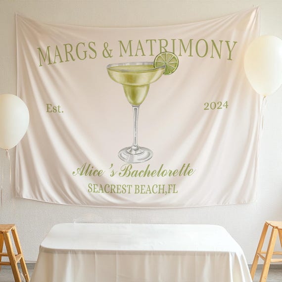 Margs & Matrimony Party Banner, Personalised Final Fiesta Bachelorette Party Backdrop for Photo,   Bachelorette Decor Wall Hanging/Tapestry