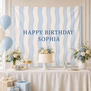 Happy Birthday Strip Backdrop, Personalized Birthday Name Banner, Birthday Party Decoration, Party Photo Backdrop