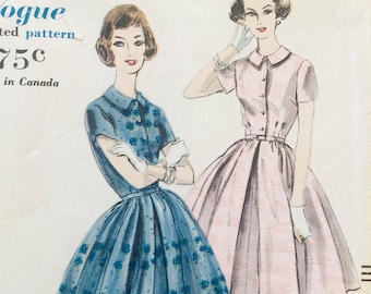 Vintage 1959 Vogue Sewing Pattern 9919 Women's Size 14 One Piece Circle  Dress