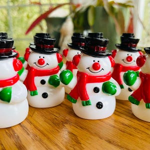 10 Vintage Snowmen Snowman Plastic Blow Molds Christmas Tree Light Cover Christmas Holiday Seasonal Decor