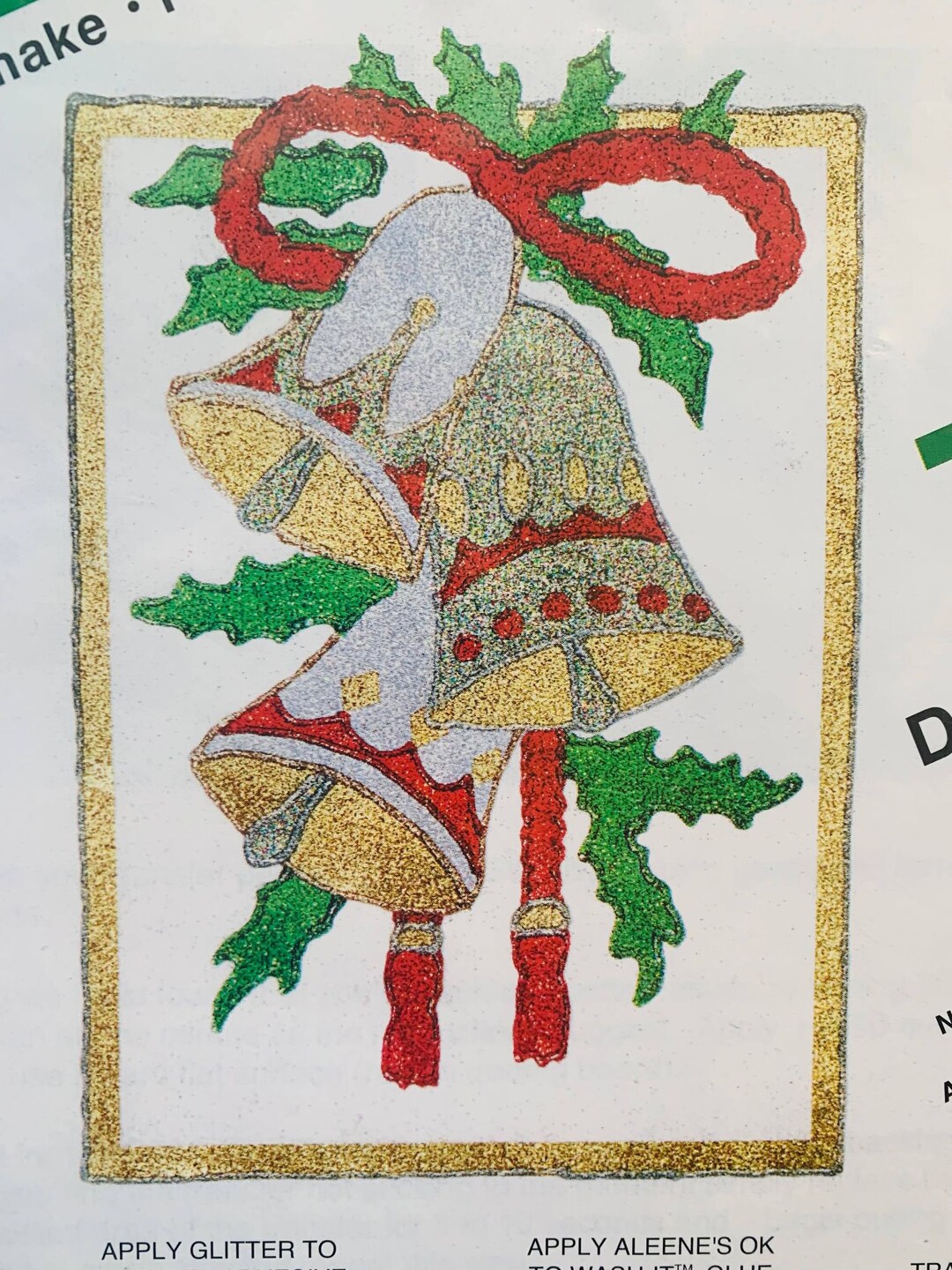 Vintage Aleene's Glitter by Number Fashion Christmas Bells Precut