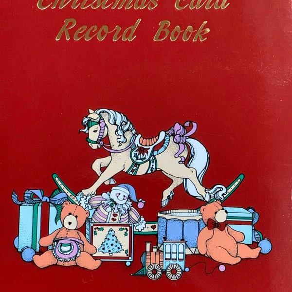 millésime 1986 Ensco Imports Corp « Christmas Card Record Book » Liste des cartes de Noël Carnet d’adresses